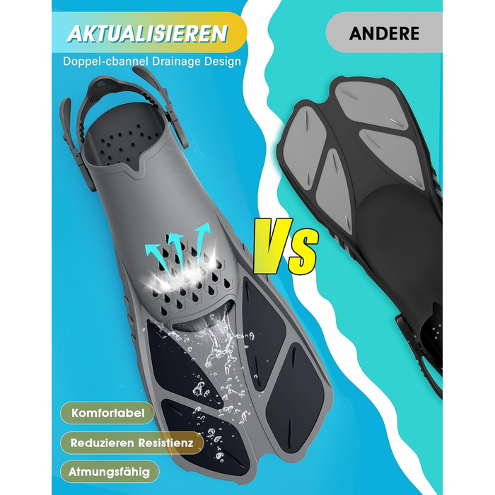 Ласти для плавання Schnorchelflossen, регульовані, дорослі/дитячі, унісекс, чорні (S/M) з сітчастим чохлом