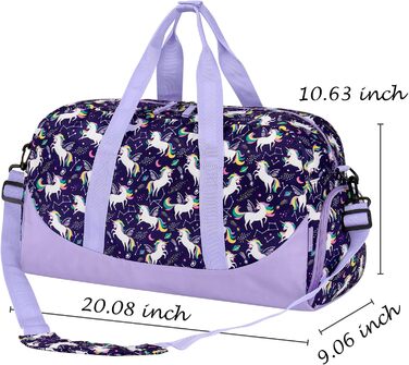 Дитяча спортивна сумка для подорожей Choco Mocha для дівчаток, велика дорожня сумка-даффл з єдинорогом, фіолетова