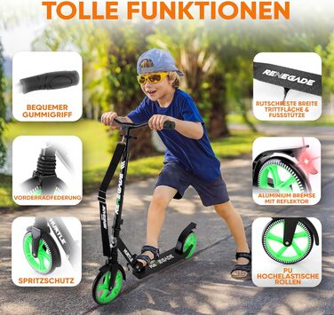 Міський ролер Hurtle Roller Kinder 10 років, складний та регульований по висоті (84–98 см), самокат для дітей та дорослих зі стійкою, з ремінним плечем, до 100 кг (Runner)