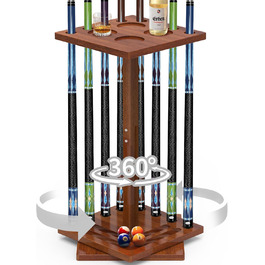 Підставка для кия для більяру, 360° обертання, стійка для кия, полиця для 8 київ, міцна дерев'яна підставка для більярдного аксесуару