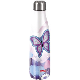 Дитяча ізольована пляшка з нержавіючої сталі Step by Step 'Butterfly Maja', рожева-синя, для газованих напоїв, герметична, з гвинтовою кришкою, 0,5 л, для школи та відпочинку