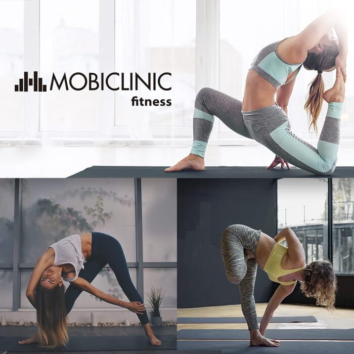 Килимок для йоги Mobiclinic® з ремінєм, 181x61 см, 6 мм, TPE, фіолетовий/чорний