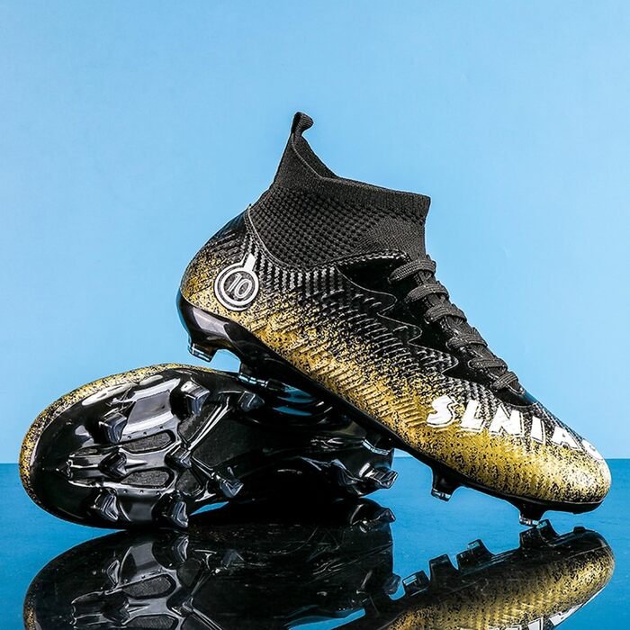 Черевики для футболу чоловічі, хай-топ, на штучному газоні, професійні, для легкої атлетики, спортивні, для підлітків, білі 1 (41 EU, чорний)