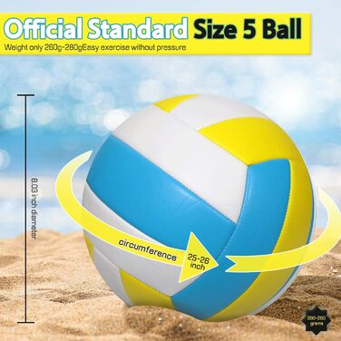 Волейбольний м'яч для пляжу та залу: тренувальний, розмір 5, з рюкзаком та насосом
