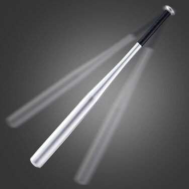 Бейсбольна бита сталева – 82 см, з неслизькою ручкою для спорту, відпочинку та безпеки, міцна та довговічна для дорослих та підлітків (алюміній 405 г, срібна)