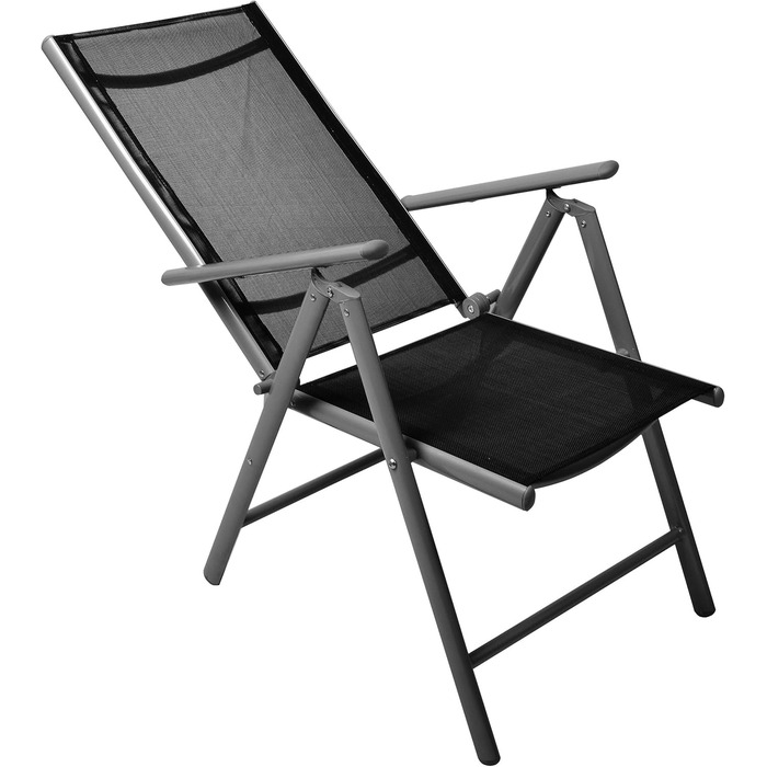Крісло Nexos, розкладне, для саду, тераси, балкону, кемпінгу, фестивалів. З алюмінію, регульоване, легке, стабільне, чорне (1 шт.)
