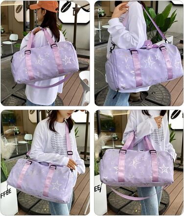 Дитяча спортивна сумка-рюкзак з відділенням для взуття та мокрих речей, спортивна сумка для дівчаток з принтом зірок (зелена, фіолетова)