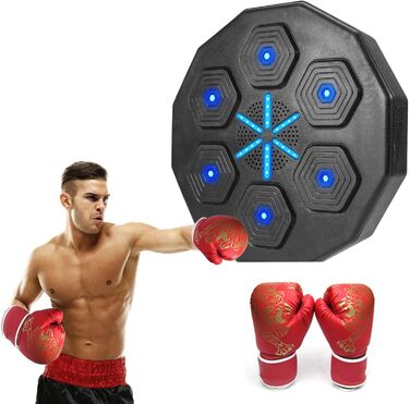 Електронна боксерська машина-мішень з підсвіткою, Bluetooth та сенсорами, для тренувань, з дорослими рукавичками