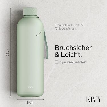Пляшка для води KIVY 1,5 л для газованої води, герметична, для спорту, школи та офісу, спортивна пляшка, підходить для газованих напоїв, можна мити в посудомийній машині