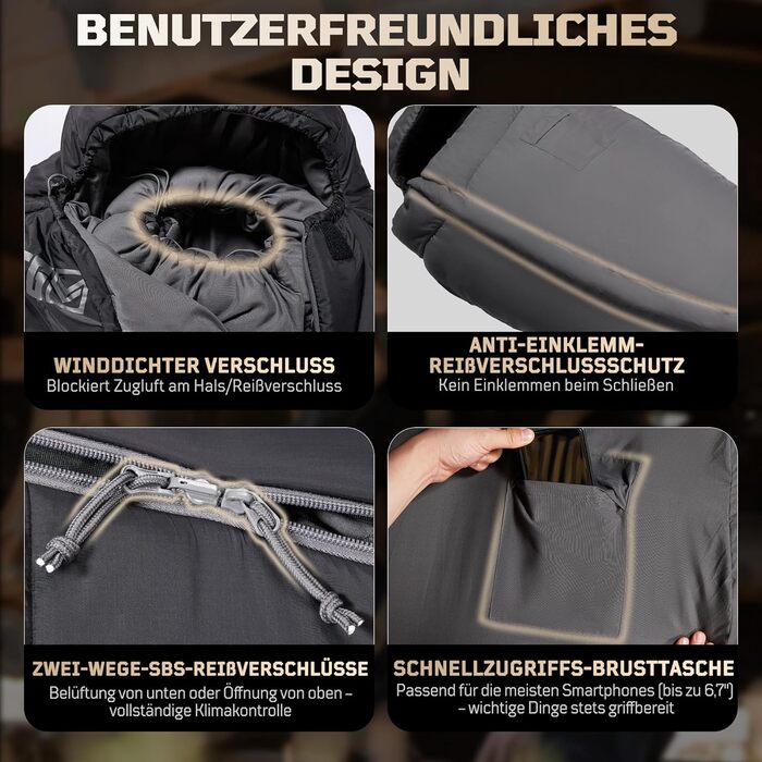 Тактичний спальний мішок 4 сезони 1TG Ranger Green (Black) для кемпінгу, трекінгу та подорожей (до 185 см)