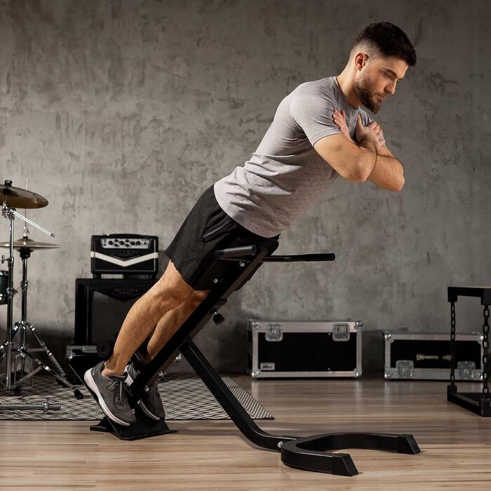 Hop-Sport Hyperextensions - тренажер для пресу та спини, для дому, стабільна сталева конструкція, до 120 кг