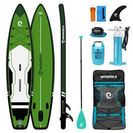 WOWSEA SUP дошка надувна гоночна 426/385 см, з кріпленням для екшн-камери, зелена - для змагань та відпочинку