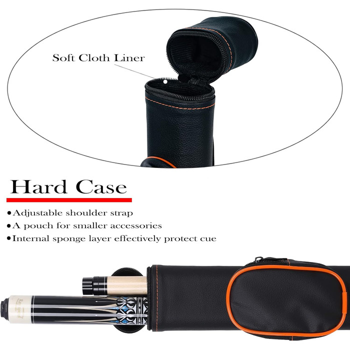 Професійний більярдний кий 58' 2-частинний з жорстким кейсом. Дерево канадський клен, 19/20oz. Набір більярдного кия Pool Stick Set (20oz, CGB-400)