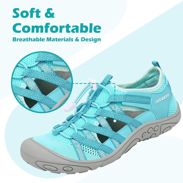 Трекінгові сандалії для жінок SAGUARO, зручні та дихаючі, розмір 36-42 (37 EU), небесно-блакитні