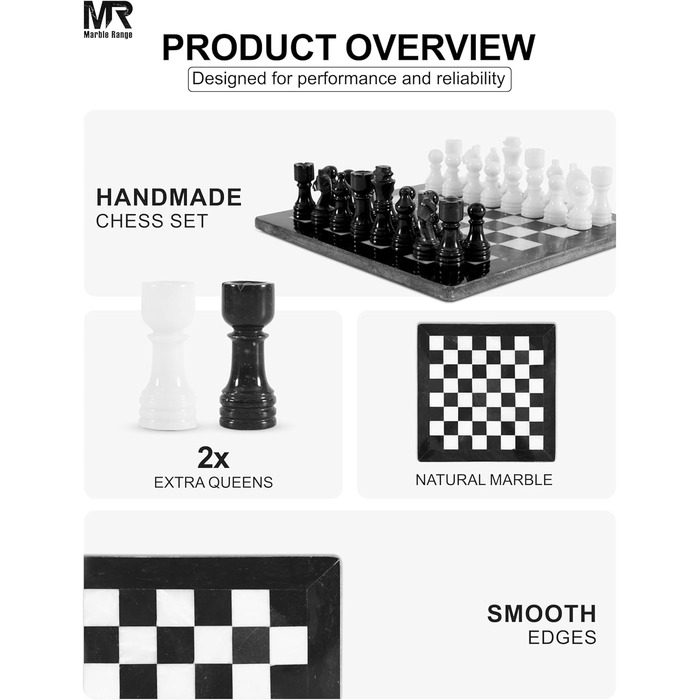 Шаховий набір з мармуру для дорослих, ручної роботи, 32 фігури, 2 додаткові королеви, коробка для зберігання, розкішна подорожна гра, елегантний подарунок для дому (чорний & корал)