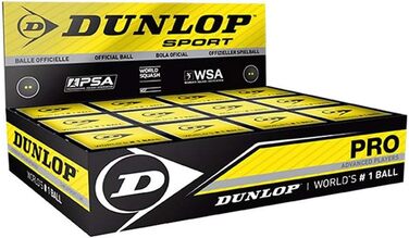М'яч для сквошу Dunlop Sports Pro XX, подвійна жовта точка, чорний, 12 шт.