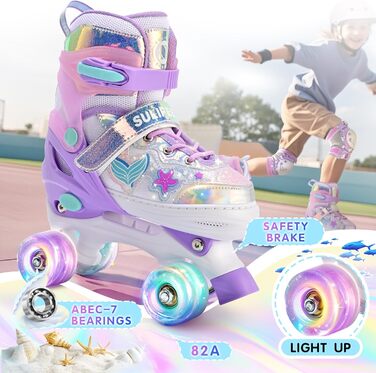 Ролики для дівчаток та дітей SULIFEEL з підсвічуванням, регульовані, розмір 28-31, фіолетові