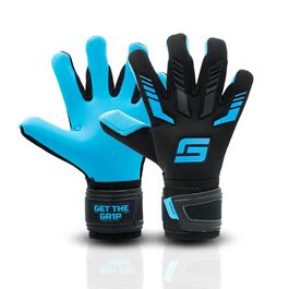 Воротарські рукавиці дитячі GRIPMODE Aqua Junior 2.0, розмір 4-6, блакитні - для футболу, з Griptec Latex 3мм