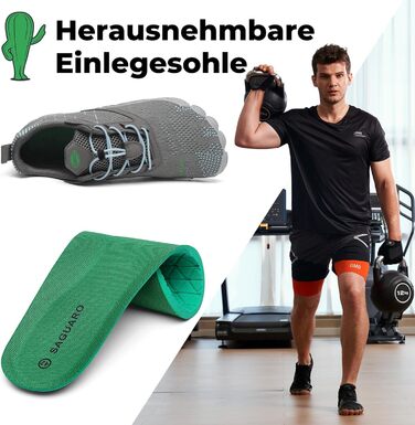 Взуття SAGUARO для трейлраннінгу та активного відпочинку унісекс, Zehenschuhe з нульовим перепадом, розмір 36-48 (EU), сірий