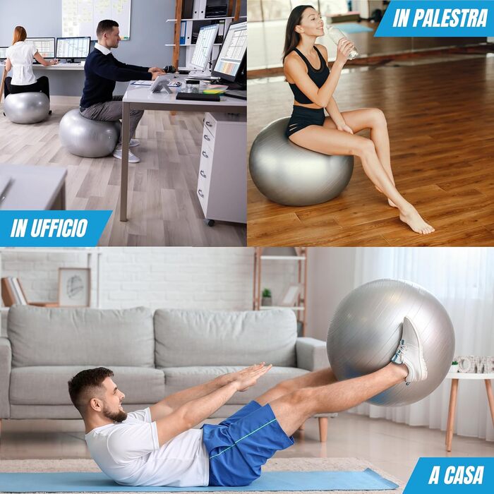 Фітбол TONKEY ACTIVE LIFE з насосом, 42-75 см – м'яч для йоги, фітнесу, реабілітації та вагітних, домашній тренажер