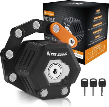 Замок для велосипеда ICOCOPRO Faltschloss, 85 см, висока безпека (чорний)