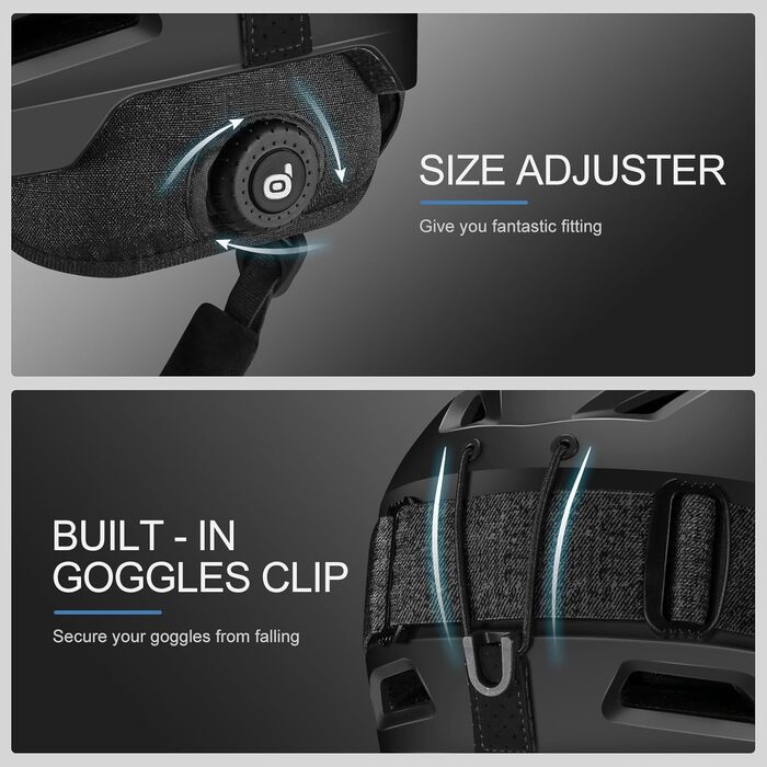 Шолом для лижного спорту та сноуборду Odoland з маскою, регульований розмір, захист вух, для чоловіків, жінок та підлітків, білий (S (54-56 см), чорний)