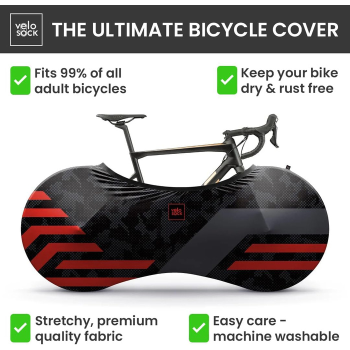 Чохол для велосипеда Velo Sock Red Lines, універсальний, дорослий