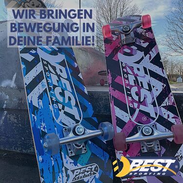 Скейтборд Best Sporting ABEC 3/7, дерево й алюміній, для дорослих, 78,5x20,4 см, рожевий Октопус