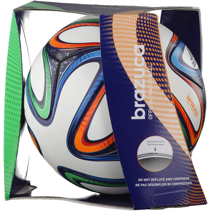 Офіційний футбольний м'яч adidas Brazuca, розмір 5, білий/синій/кольоровий