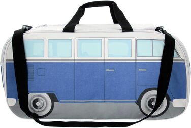 Сумка BRISA VW у стилі Volkswagen T1 Bulli, спортивна, через плече, ретро, велика, синьо-бежева, 60x30x30 см