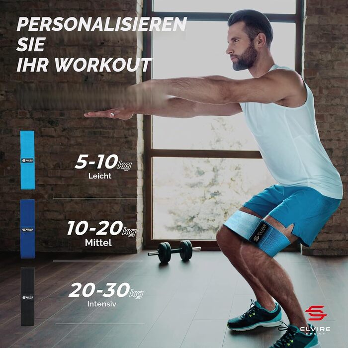 Еспандери для фітнесу ELVIRE SPORT (3 шт.) - гумові стрічки для сідниць, ніг, схуднення, йоги, пілатесу, кросфіту для жінок та чоловіків