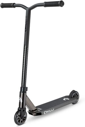 Трюковий самокат Chilli Pro Scooter Rocky, 110 мм PU колеса, для дітей і дорослих, 360° кермо, чорний/неохром