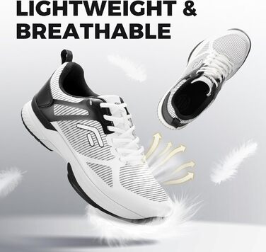 Тенісні кросівки FitVille для чоловіків (X-широкі) - спортивне взуття, зал, бадмінтон, фітнес, білий/чорний