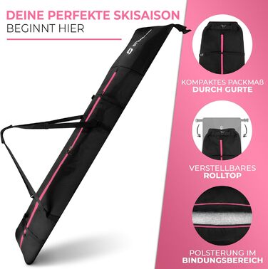 Чохол для сноуборду STYNGARD Whistler з ролтопом (140-190 см) - чорно-рожевий, водонепроникний