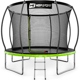 Трамплін Hop-Sport Outdoor - діаметр 244/305/366/427/488 см. З безпечним внутрішнім сіткою, вигнутими стійками та сертифікатами безпеки. Комплект з драбиною та захисним бордюром (305 см)