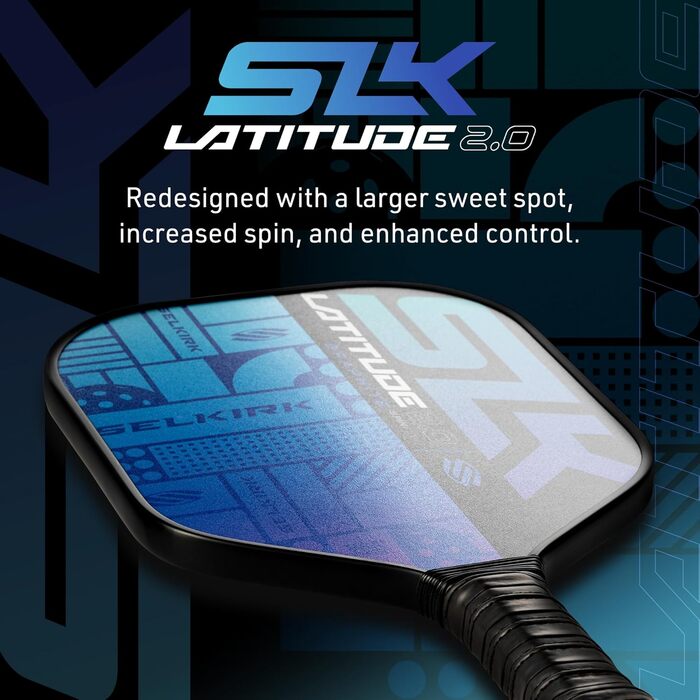 Падл для піклболу SLK Latitude 2.0 G4, графіт, технологія Rev-Core+, SpinFlex, синій, для контролю та потужності