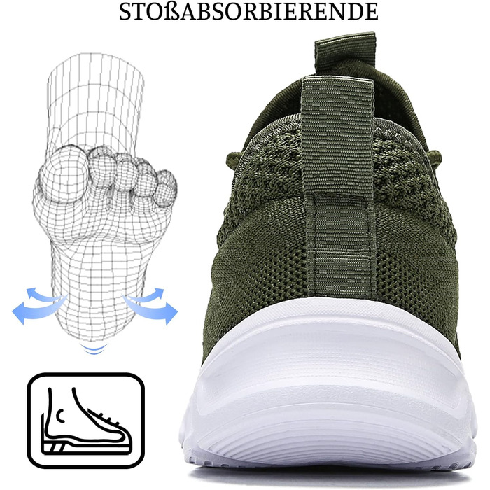 Чоловічі кросівки для бігу та фітнесу Walkingschuhe (Зелені, 47 EU) - Легкі дихаючі спортивні кросівки для вулиці, залу, тенісу, джоггінгу