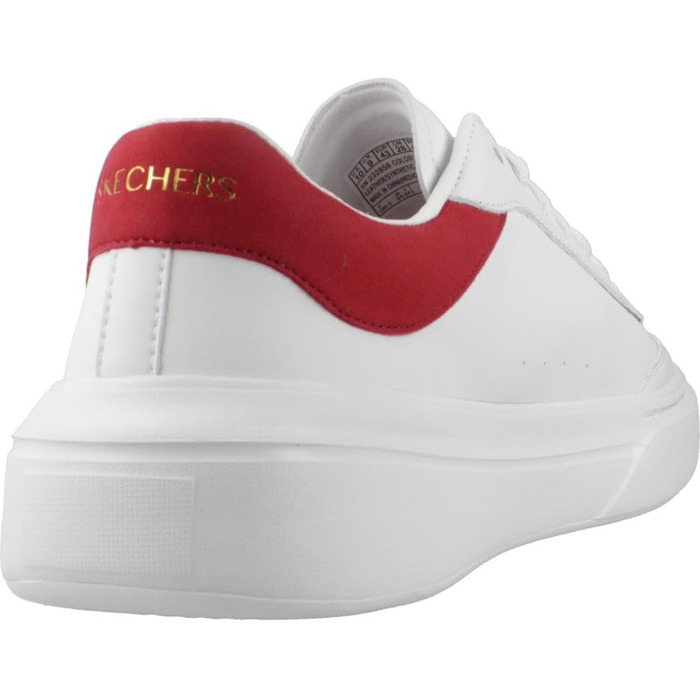 Жіночі кеди Skechers Cordova Classic Best Behavior — білі, штучна шкіра та замша, червона деталізація, розмір 45 EU