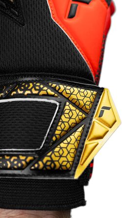 Воротарські рукавички Reusch Attrakt Freegel Silver: дихаючі, для чоловіків та жінок, підходять для будь-яких погодних умов та типів покриття поля (11, чорно-золото-червоні)