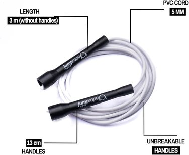 Професійне скакалка для змагань SPEED CHAMPION (діаметр 5 мм, довжина 3 м, регульована) (чорно-біла)