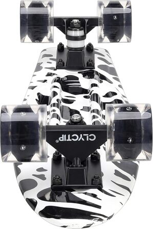Скейтборд CLYCTIP Mini Cruiser 22 дюйми з підсвічуванням та ABEC-11 підшипниками для дітей та початківців, білий