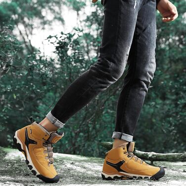 Чоловічі зимові черевики AX BOXING: утеплені зимові чоботи, теплі туристичні черевики для активного відпочинку, зимові боти, трекінгові черевики, розмір 41-46 EU, яскраво-жовтий колір, 42 EU