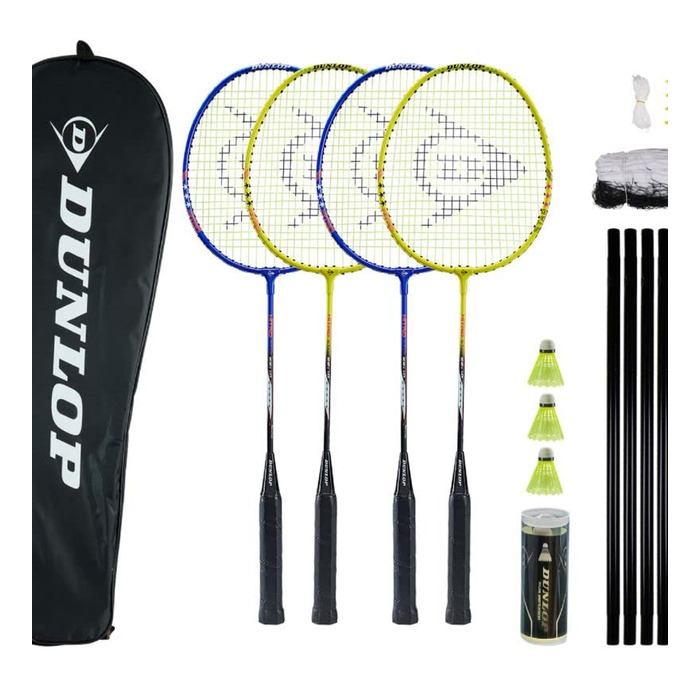 Бадмінтон Dunlop Nitro-Star SSX 1.0, комплект на 4 гравці з сіткою, багатобарвний (Ocean Tides)
