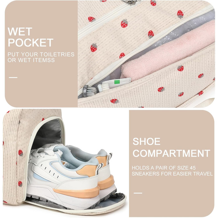 Спортивна сумка для жінок та дівчат: тренування, подорожі, вихідні. З відділенням для взуття та мокрих речей