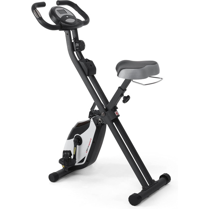 Ultrasport F-Bike 150/200: фітнес-велотренажер для дому, 8 рівнів опору, LCD дисплей, складна конструкція, для спортсменів та людей похилого віку, до 130 кг, матовий чорний