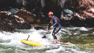 Надувний SUP Aqua Marina Sport Rapid 9.6 – дошка для сплаву річками та по течії, жовта, 289.6 x 84 x 15 см