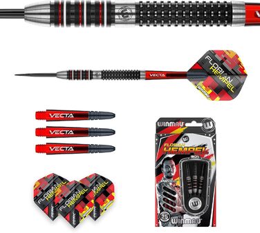 Дротики Winmau Steel Flo Hempel 25 г, сталь, 90% вольфрам, чорні