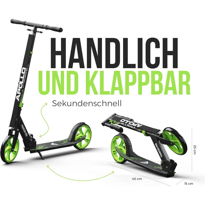 Електросамокат Apollo Phantom Pro City XXL зелений - для дорослих та підлітків, складаний, з регульованою висотою