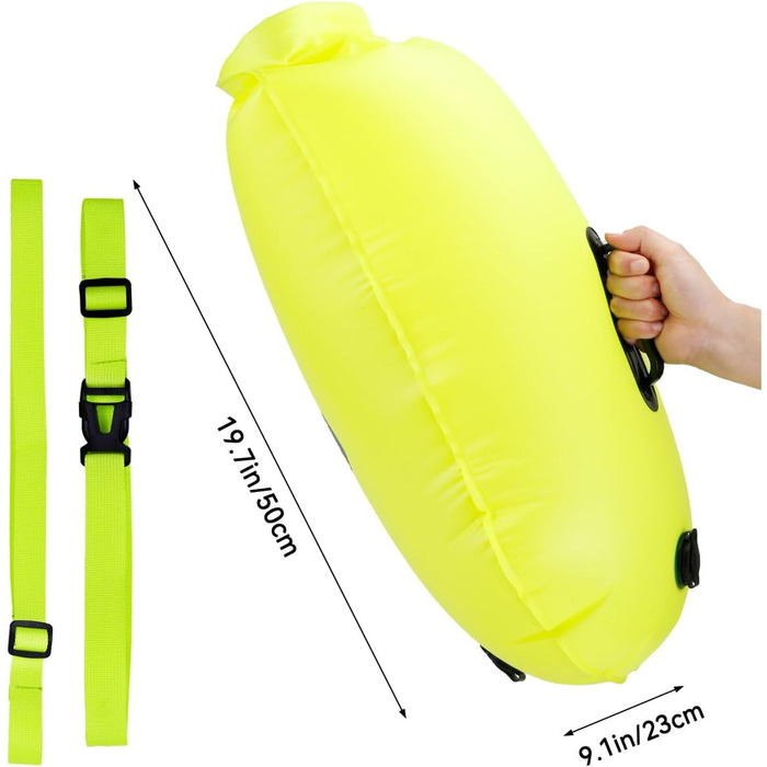 Буя для плавання 28L, Schleppschwimmer для Open Water, Triathlons, водонепроникний Dry Bag, жовтий