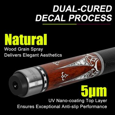 Кю Carbon Fiber (20-21 oz) - Професійний бик для більярду з шкіряним наконечником 13mm, 3/8*8 Joint, з чохлом, захисниками та крейдою